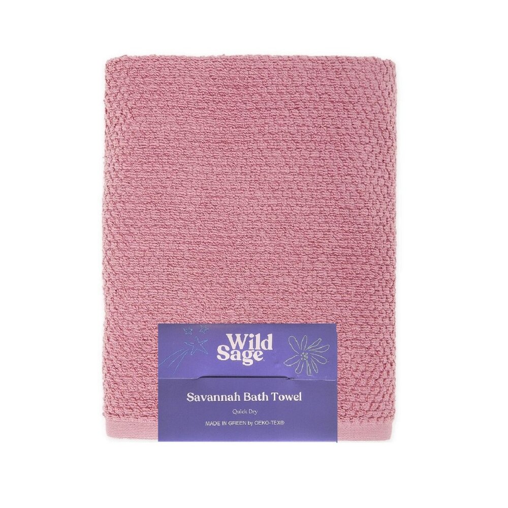 new MAUVE PINK Wild Sage Savannah Quick Dry 90% Cotton 30" x 54" BATH Towels